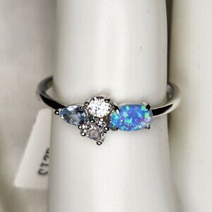 Blue Opal Cluster S925 Ring